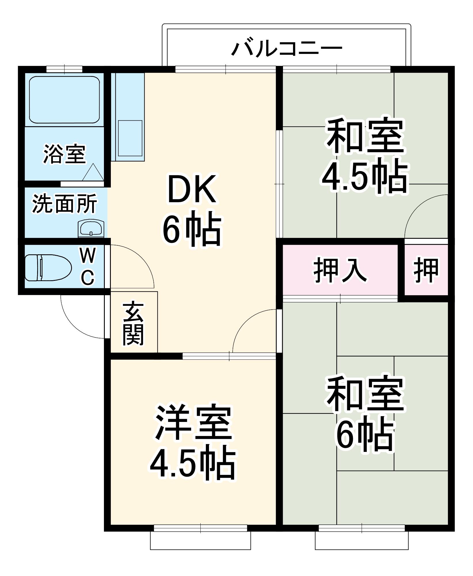 アーバン向丘A(3DK/2階)の間取り写真