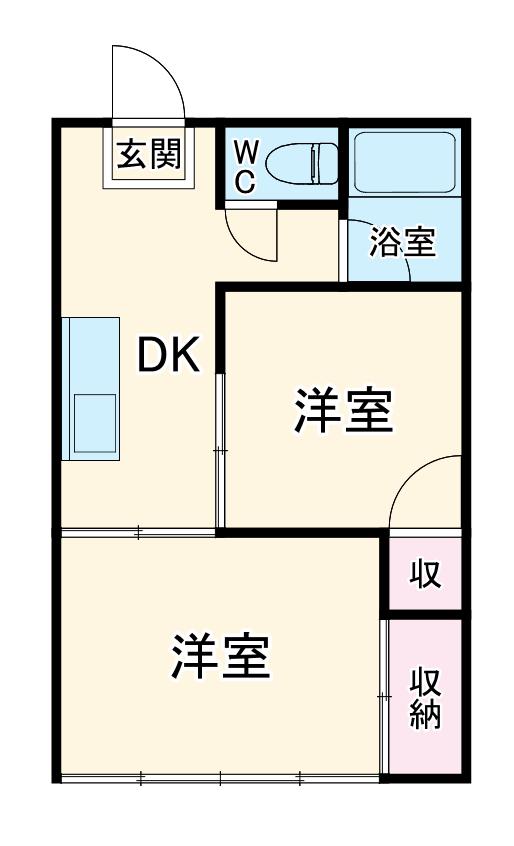 石川ビル(2K/3階)の間取り写真