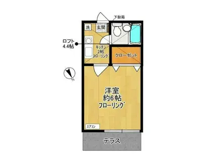 ペアハイム10(1K/1階)の間取り写真