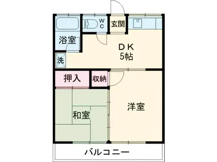 コーポヨコヤマ(2DK/2階)の間取り写真