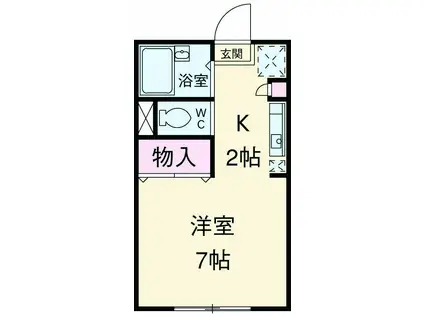 パセオボナール(1K/2階)の間取り写真