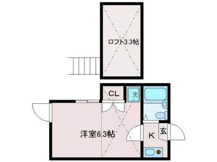 ソレイユ東向島(1K/3階)の間取り写真