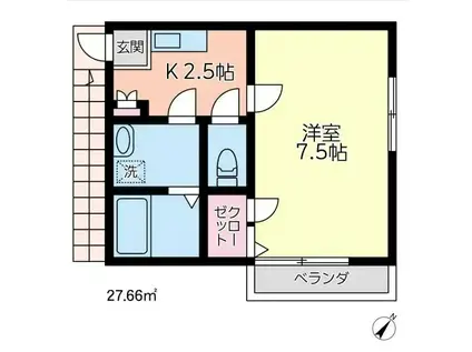 ステージMM(1K/2階)の間取り写真