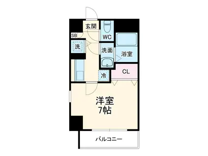 シエロアスール(1K/5階)の間取り写真