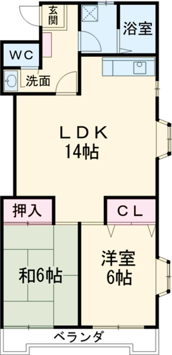 ファミーユ小山(2LDK/3階)の間取り写真