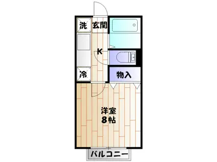 ヴェルドミール(1K/1階)の間取り写真