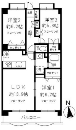 コンフォートヴィラ(3LDK/1階)の間取り写真