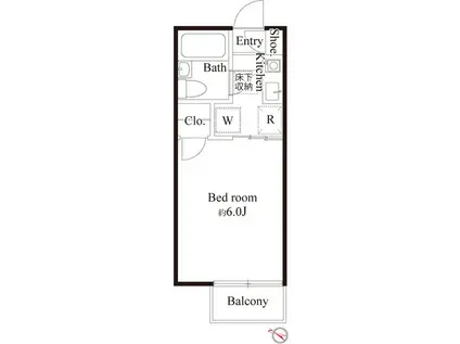 ベルシオン杉山(1K/1階)の間取り写真