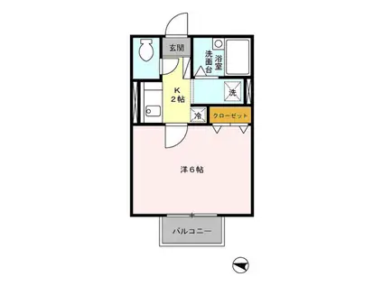 モナリエ大野台(1K/2階)の間取り写真