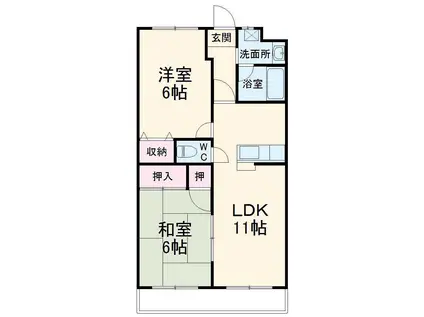 グランポワールⅡ(2LDK/2階)の間取り写真