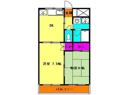 ベルグラージュ(2DK/3階)の間取り写真
