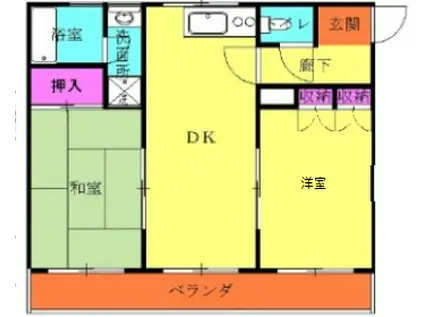 荒川ハイツ(2DK/2階)の間取り写真