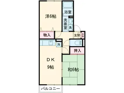 エスペランサ(2DK/2階)の間取り写真