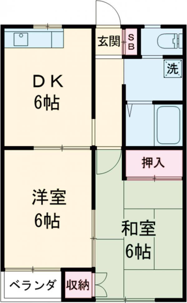 カーサ上豊岡(2DK/2階)の間取り写真