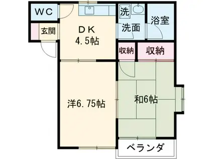 ミラハイツD(2DK/2階)の間取り写真