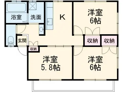 コーポ21A(3K/2階)の間取り写真