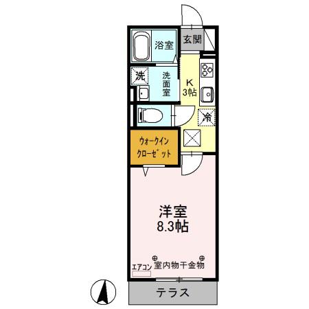 東武伊勢崎・大師線 細谷駅(群馬) 徒歩24分 3階建 築10年(1K/1階)の間取り写真