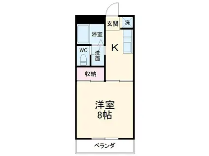 シャトルハイツⅡ(1K/2階)の間取り写真