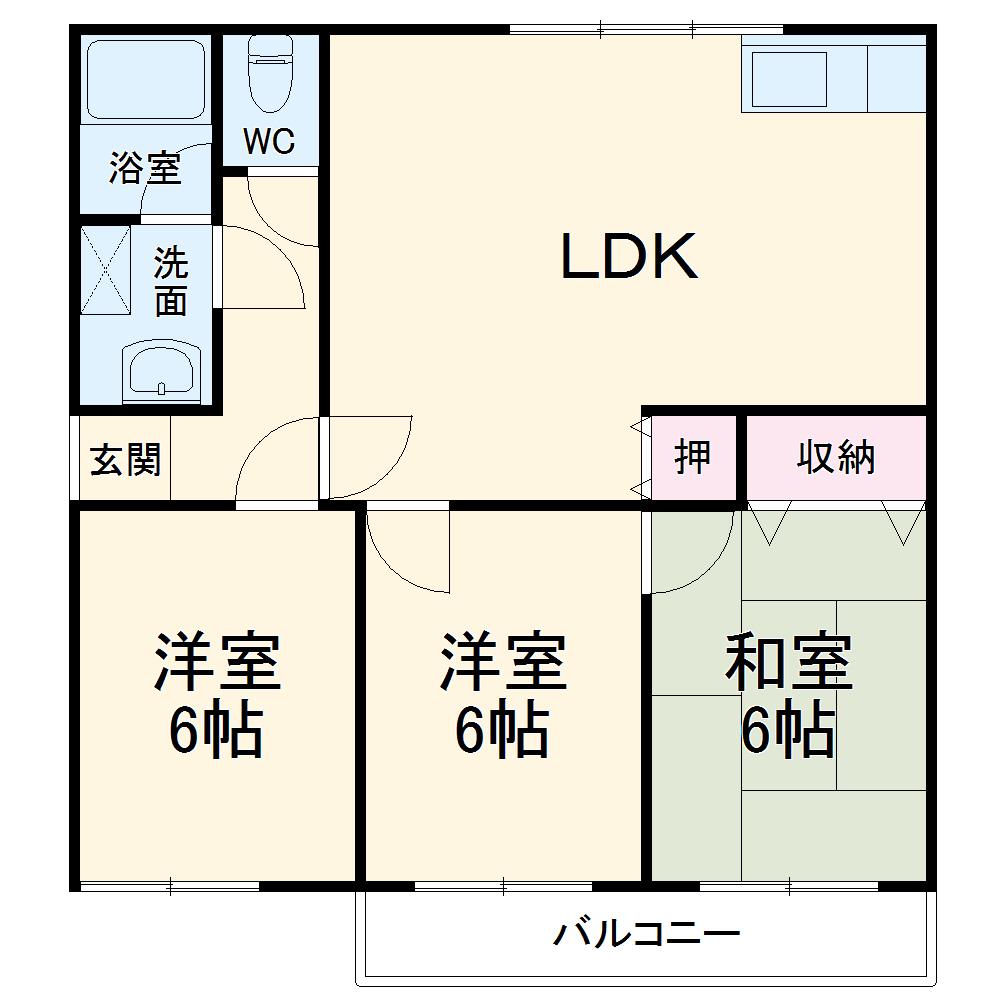 金井ハイツ(3LDK/1階)の間取り写真
