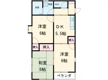 ミラハイツA(3DK/2階)の間取り写真