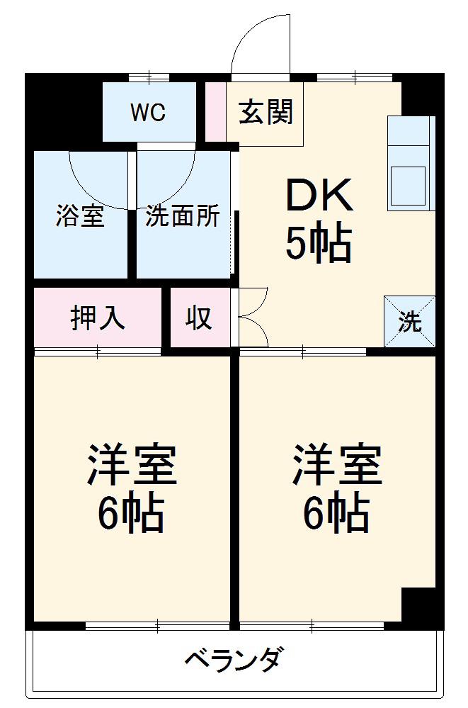 ロイヤル大嶋(2DK/2階)の間取り写真