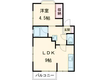 ヴィラWINGⅠ(1LDK/1階)の間取り写真