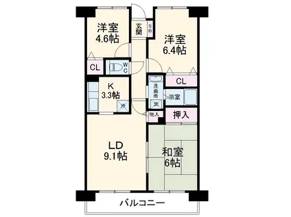 コンフォート津田沼壱番館(3LDK/3階)の間取り写真