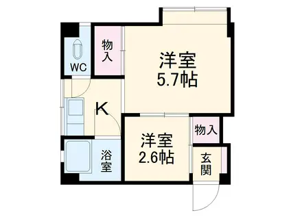 岡田BLD6(2K/4階)の間取り写真