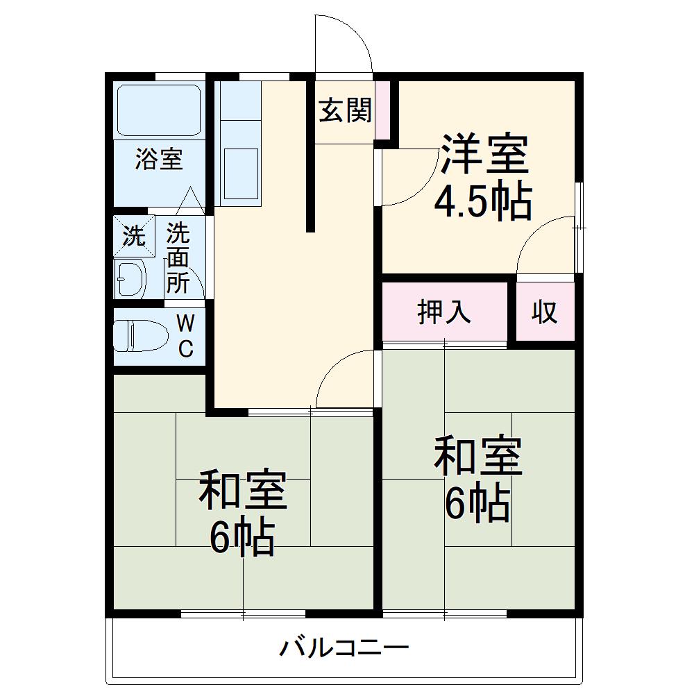 オーシャンテラス(3DK/2階)の間取り写真