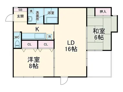 ウエスト-2(2LDK/2階)の間取り写真