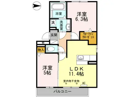 エーデルハイムクロダ(2LDK/2階)の間取り写真