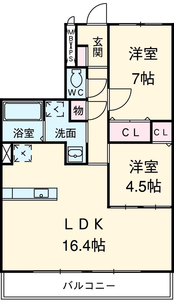 コラベル神山(2LDK/3階)の間取り写真