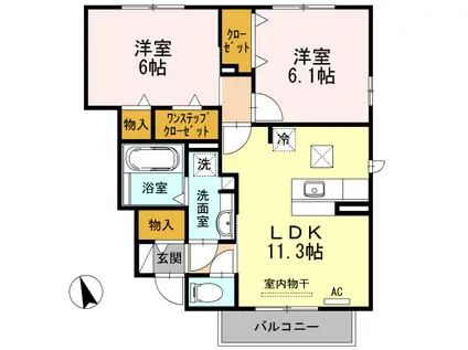 セゾン・ド・アベニュー(2LDK/1階)の間取り写真