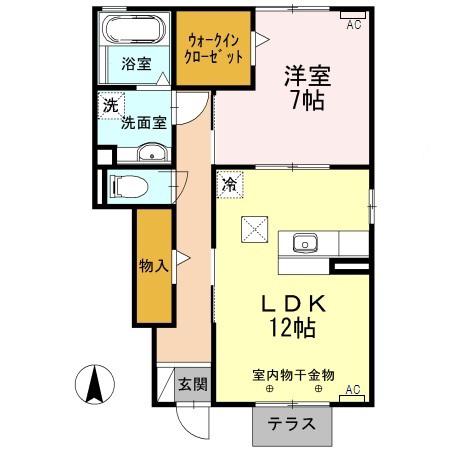 ヒルズⅡ(1LDK/1階)の間取り写真