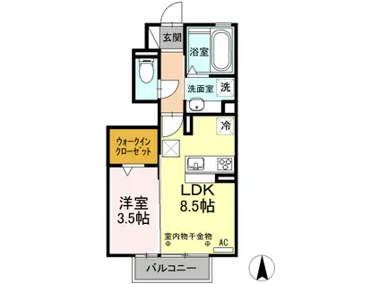 E・LAVIE 木曽川(1LDK/1階)の間取り写真