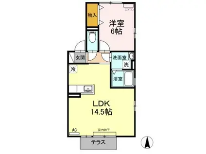 シエルコートⅢ(1LDK/1階)の間取り写真