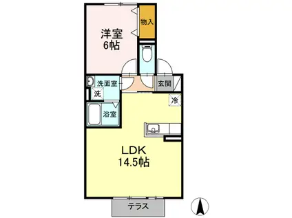 シエルコートⅢ(1LDK/1階)の間取り写真