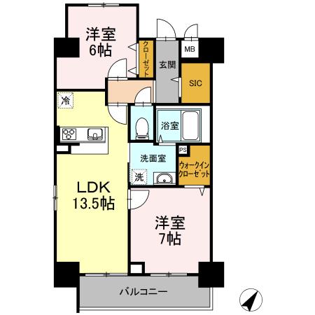 ACT VALORE(2LDK/2階)の間取り写真
