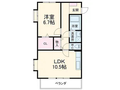 桜ヶ丘LUCKHILL(1LDK/1階)の間取り写真