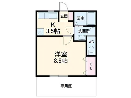 ライフイン・ビー・サークル(1K/1階)の間取り写真