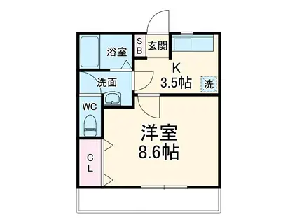 ライフイン・ビー・サークル(1K/2階)の間取り写真