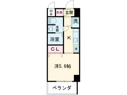 WAKASA OASIS(1K/5階)の間取り写真