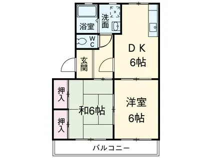 ファインステージ(2DK/2階)の間取り写真