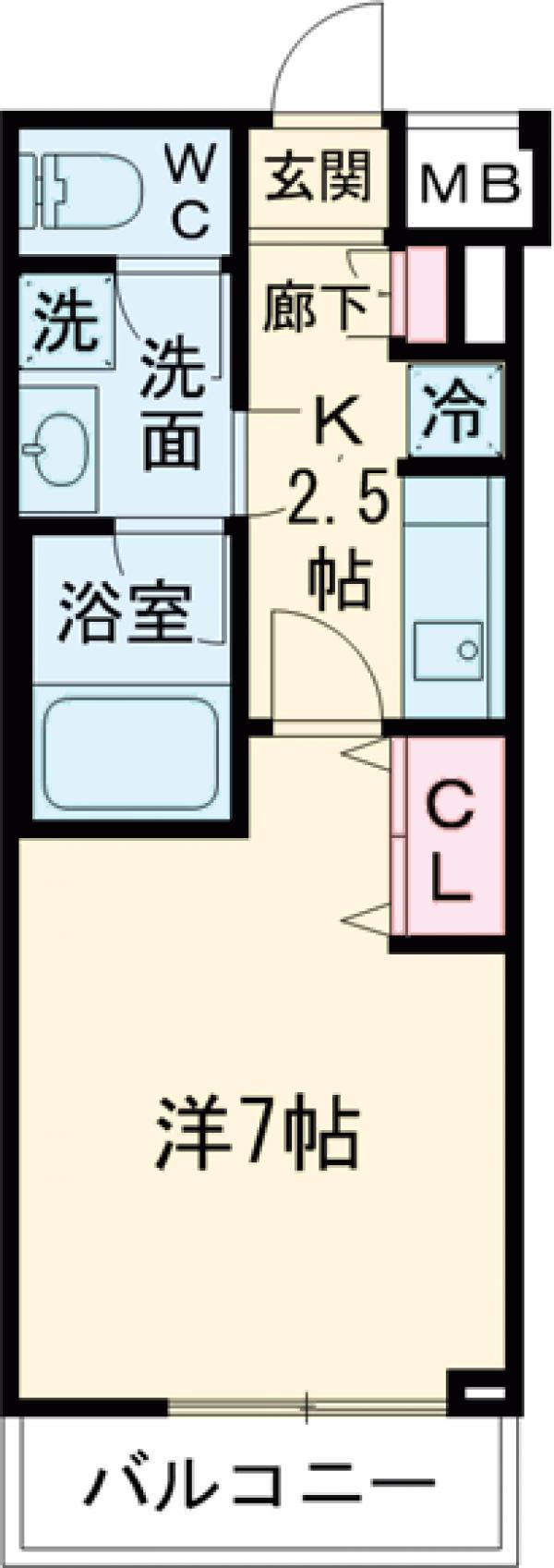 クレイシア都立大学クラッセ(1K/3階)の間取り写真