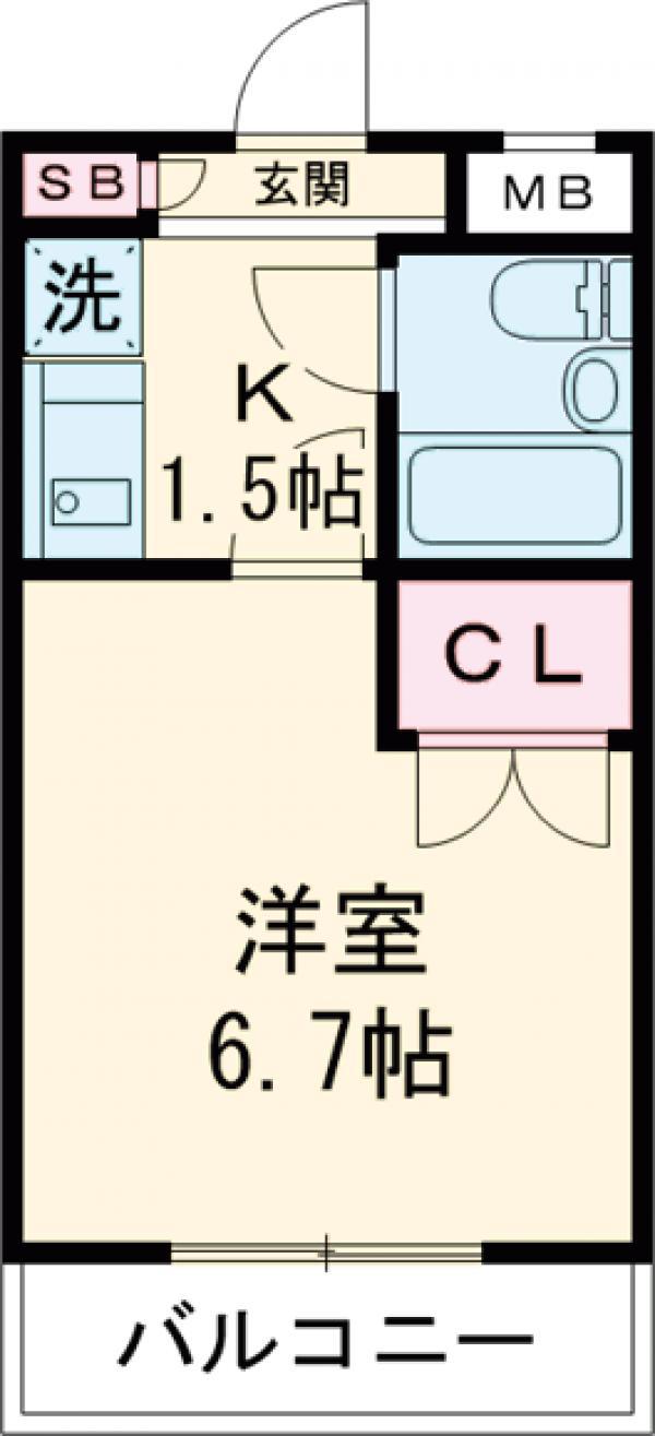 ジョイフル田園調布(1K/2階)の間取り写真