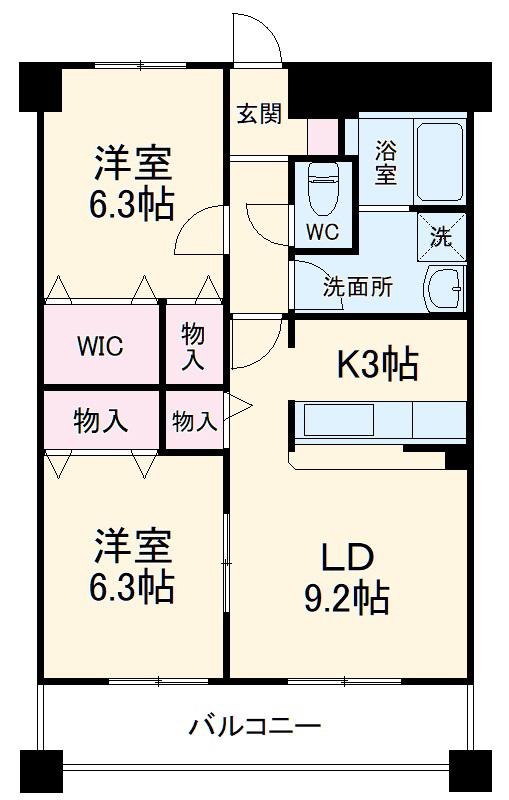 グラース(2LDK/2階)の間取り写真