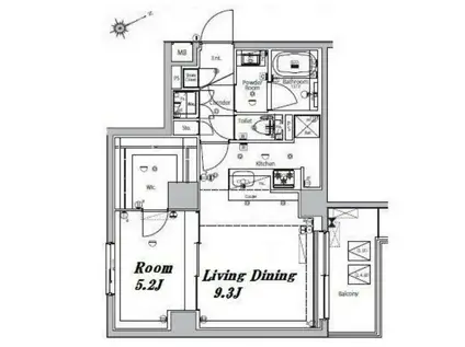 メイクスデザイン大森2(1LDK/3階)の間取り写真