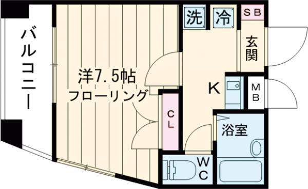ステージファースト三宿(1K/1階)の間取り写真