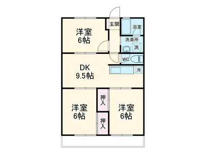 パークサイドハイムⅠ(3DK/2階)の間取り写真