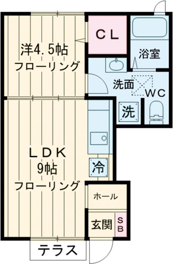 ノース経堂(1LDK/1階)の間取り写真